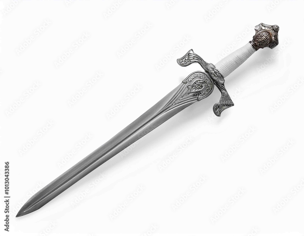 Sword or Rapier isolated on white background, Sliver sword with long blade on White Background With clipping path Sword or Rapier isolated on white background, Sliver sword with long blade on White Background With clipping path