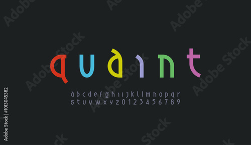 Modern font trendy alphabet made nouveau style, lowercase trendy letters from A to Z and numbers from 0 to 9, vector illustration 10EPS