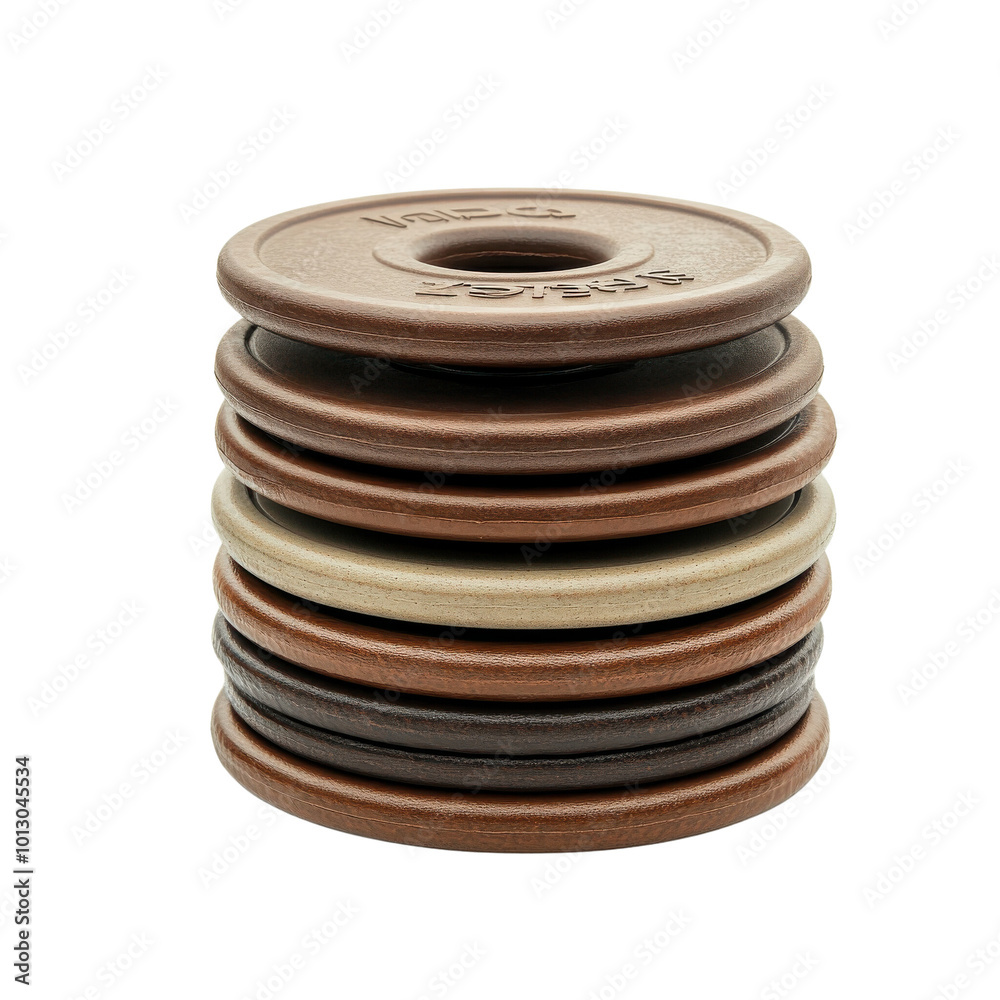 Stack of clay weights on a white background transparent background Stack of clay weights on a white background transparent background