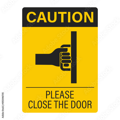 Printable label sticker pictogram round sign of keep door closed, please close the door after open