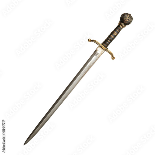 Antique sword on white isolated background transparent background