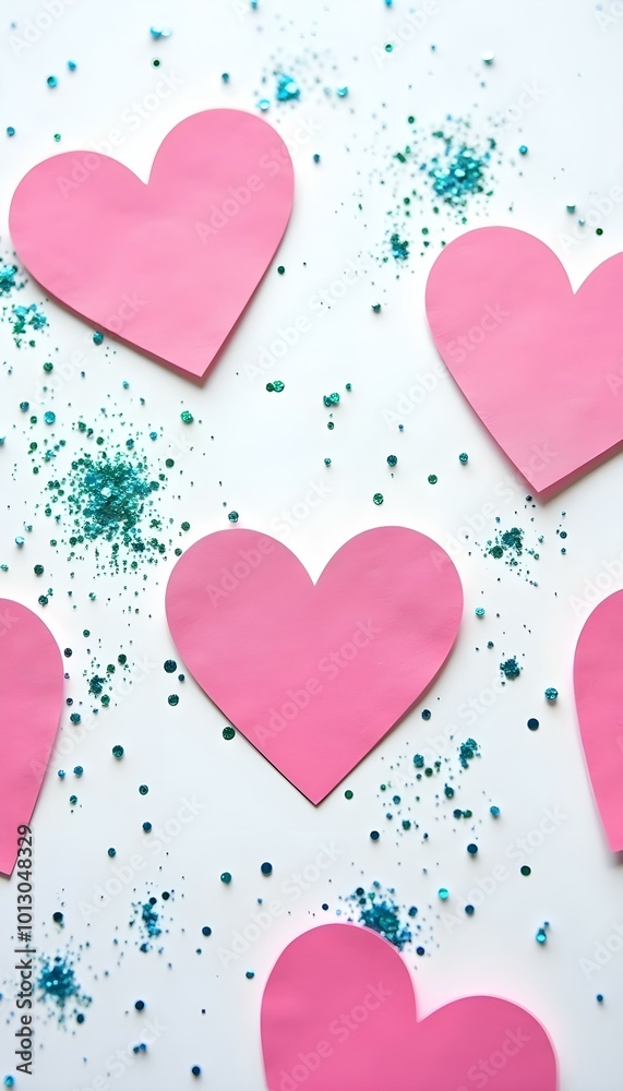 Sparkling Pink Hearts with Glitter Romantic Valentine Day Love Weddings and Couples