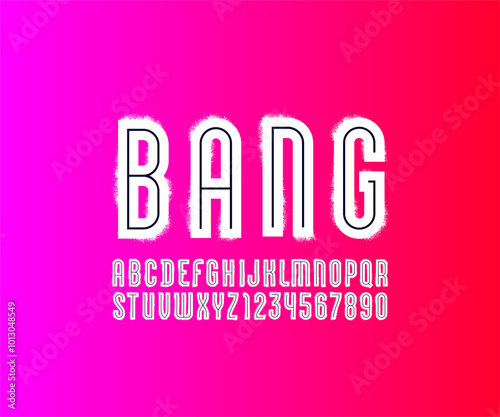 Spray graffiti font, grunge bright alphabet, street art letters A, B, C, D, E, F, G, H, I, J, K, L, M, N, O, P, Q, R, S, T, U, V, W, X, Y, Z and numerals 0, 1, 2, 3, 4, 5, 6, 7, 8, 9