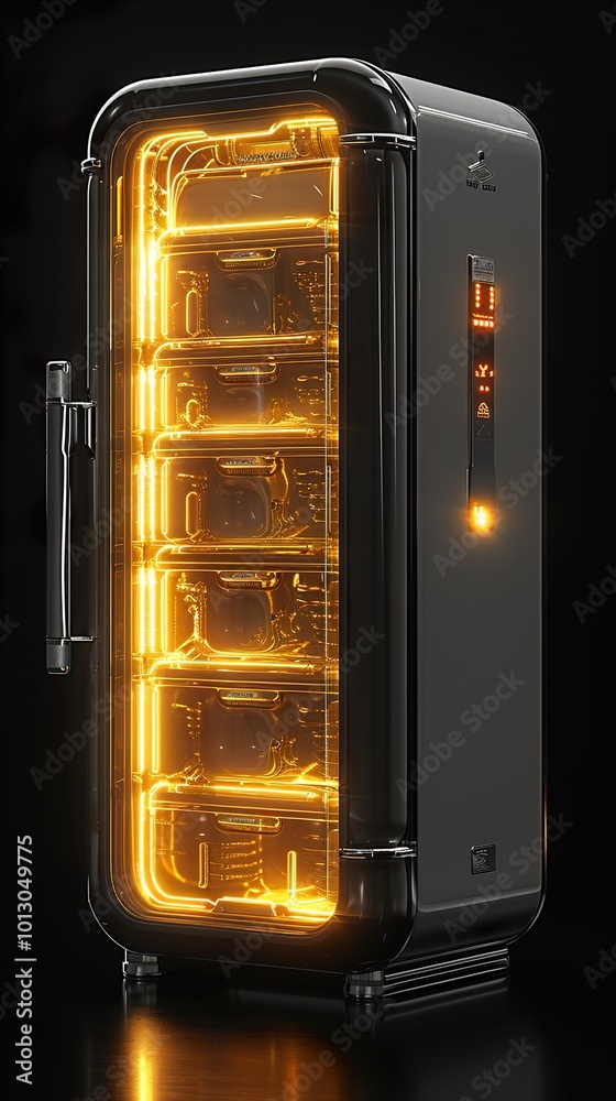 Futuristic Server Rack with Glowing Neon Lights Futuristic Server Rack with Glowing Neon Lights