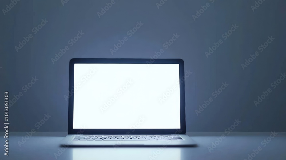 Minimalist Laptop on Clean Desk in Bright Lighting Minimalist Laptop on Clean Desk in Bright Lighting