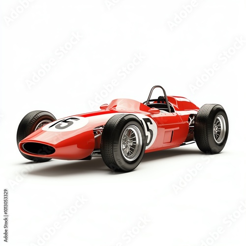 Vintage racing car on a white isolated background, showcasing classic design and racing spirit.