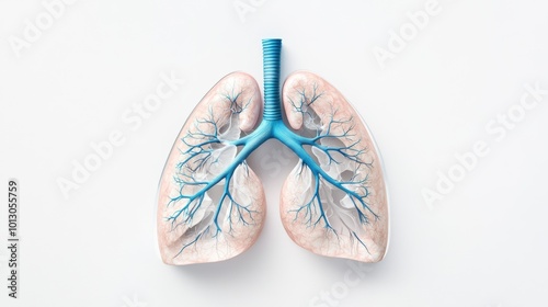 Detailed 3D Anatomy View of Human Lungs and Respiratory System