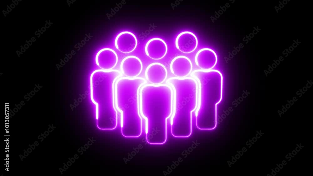 Neon Glowing Purple Team Icon on Dark Background Neon Glowing Purple Team Icon on Dark Background