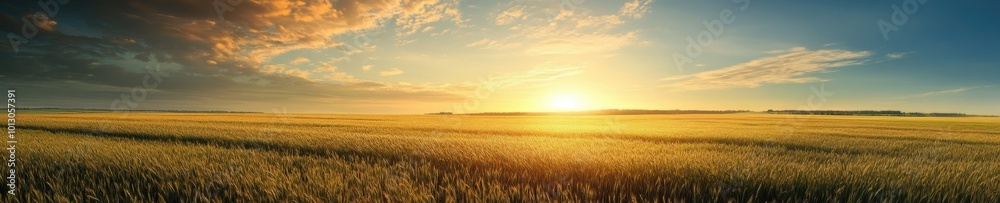 Serene Sunset Over a Vast Open Field of Gold Serene Sunset Over a Vast Open Field of Gold