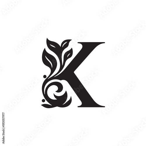 Creative Letter K Silhouette Logo Icon with Natural Elements: Featuring Leaf, Vine, and Tree Motifs for Green and Sustainable Branding