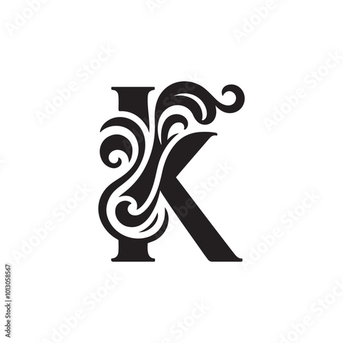 Stylish and Modern Letter K Silhouette with Leaf and Nature Influences: A Beautiful Logo Design for Eco-Friendly Brands