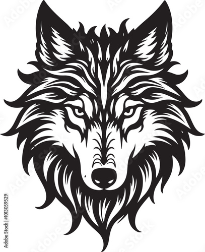 Fierce Focus Stylized Wolf Head