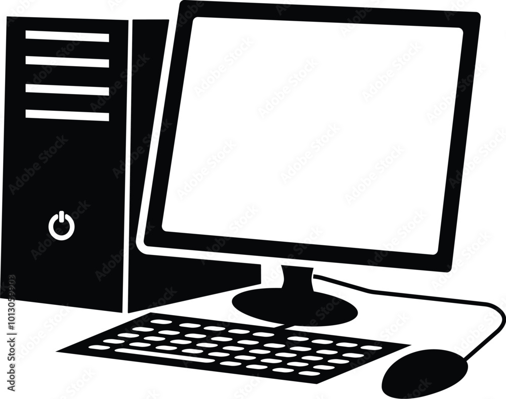 Fototapeta premium MINIMALIST PC WORKSTATION VECTOR ICON FOR IT AND TECHNOLOGY BRANDING (EPS VECTOR ARTWORK)