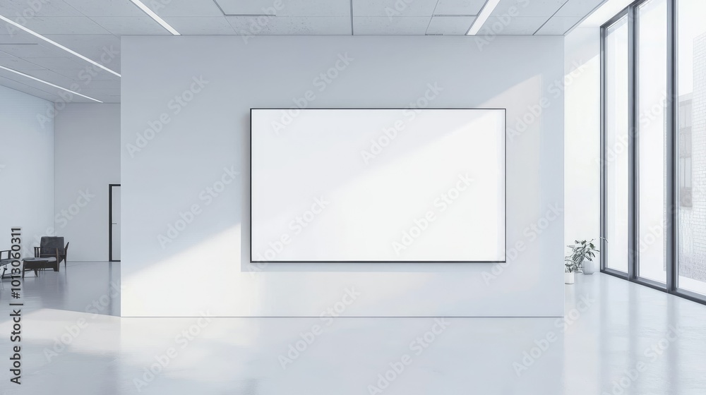 Modern Bright Office Space with Blank Wall Modern Bright Office Space with Blank Wall