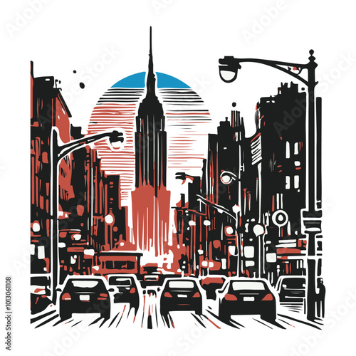 Busy City with Skyscrapers vector