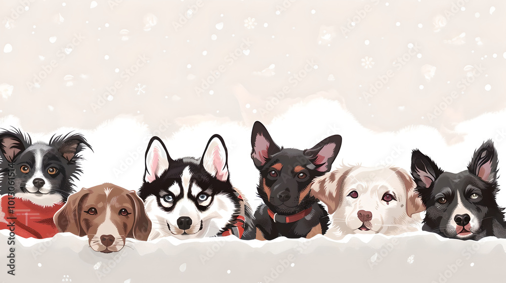 Obraz premium Banner features charming images of dogs helping to catch the attention of viewers on websites or social media.