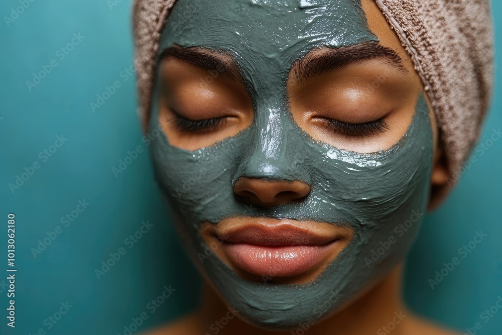 Woman Applying Clay Mask Close Up Woman Applying Clay Mask Close Up