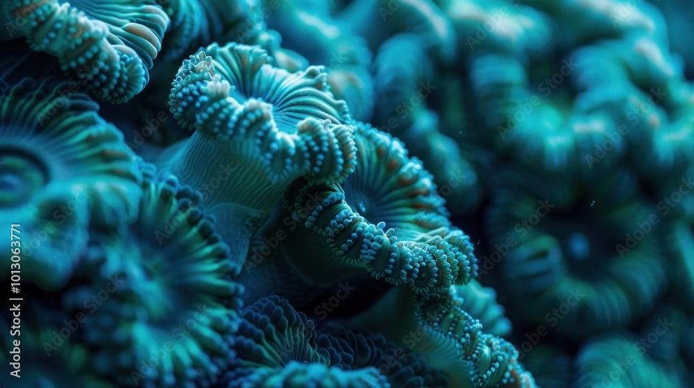 Obraz premium Close-up of Blue Coral in a Vibrant Marine Ecosystem