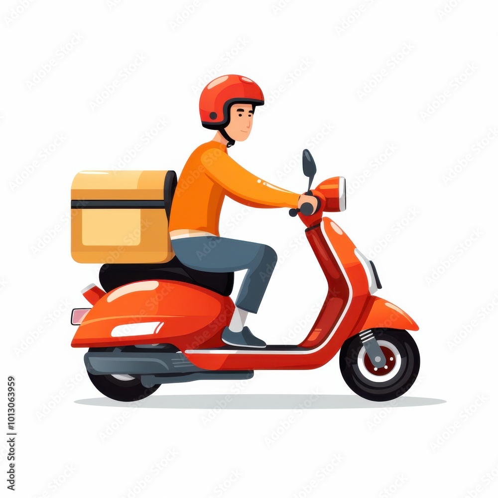 A vibrant illustration of a delivery person on a scooter speeds along, symbolizing fast and efficient courier services. A vibrant illustration of a delivery person on a scooter speeds along, symbolizing fast and efficient courier services.