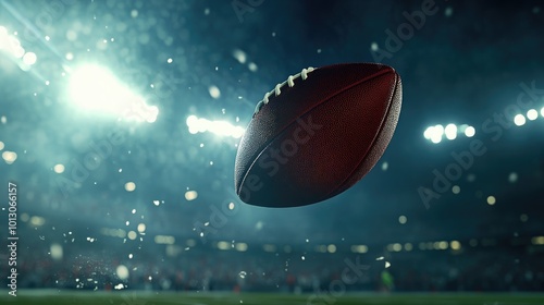 Football in Motion on a Grassy Field Underlights photo