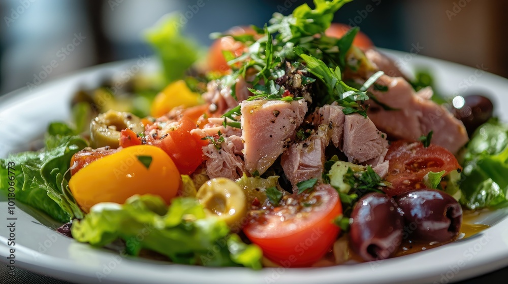 Vibrant Close-Up of Fresh Niçoise Salad Vibrant Close-Up of Fresh Niçoise Salad