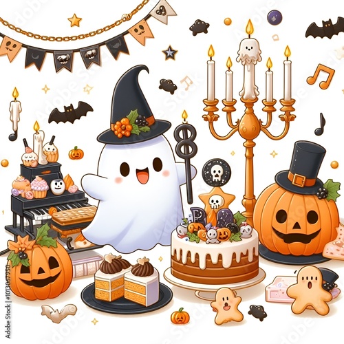 Halloween party icons set