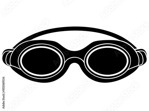 Silhouette of swimming goggles glass vector illustration black 