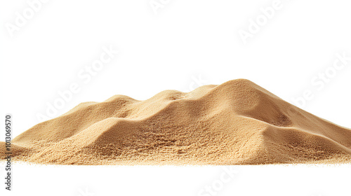 Desert sand pile, dune isolated on white photo