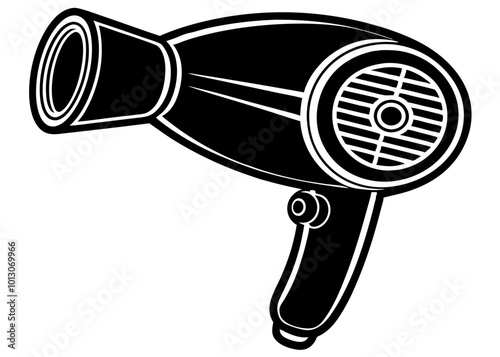 Silhouette of hairdryer vector illustration black electronics product