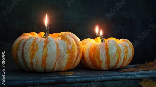 Candle lit Halloween Pumpkins