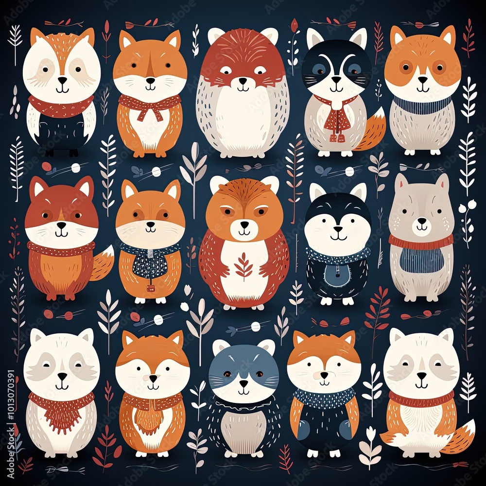 Playful and Charming Cute Animal Pattern Perfect for Children’s Decor Playful and Charming Cute Animal Pattern Perfect for Children’s Decor