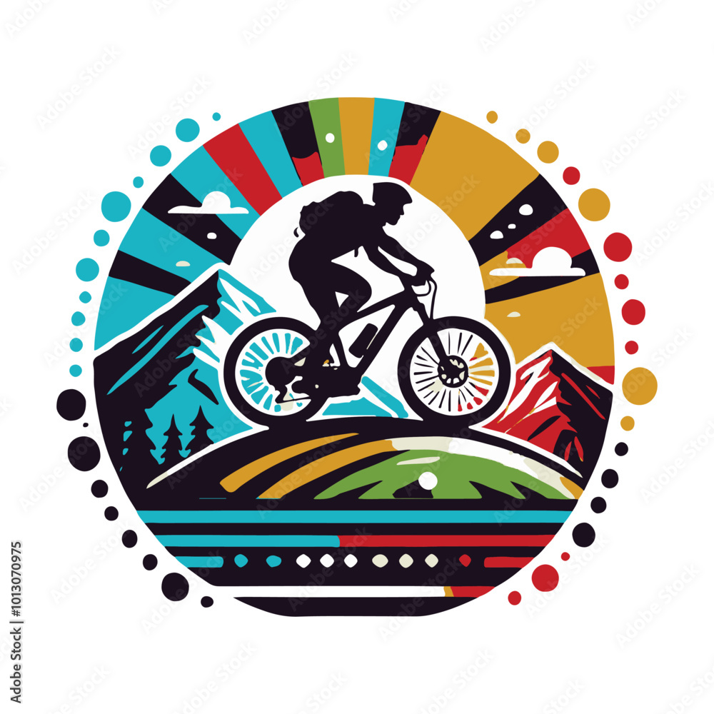 Fototapeta premium Mountain Biker on the Trail vector