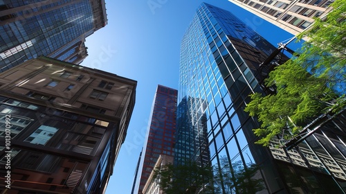 A high-rise cityscape showcasing the bustling financial district, representing growth, ambition,
