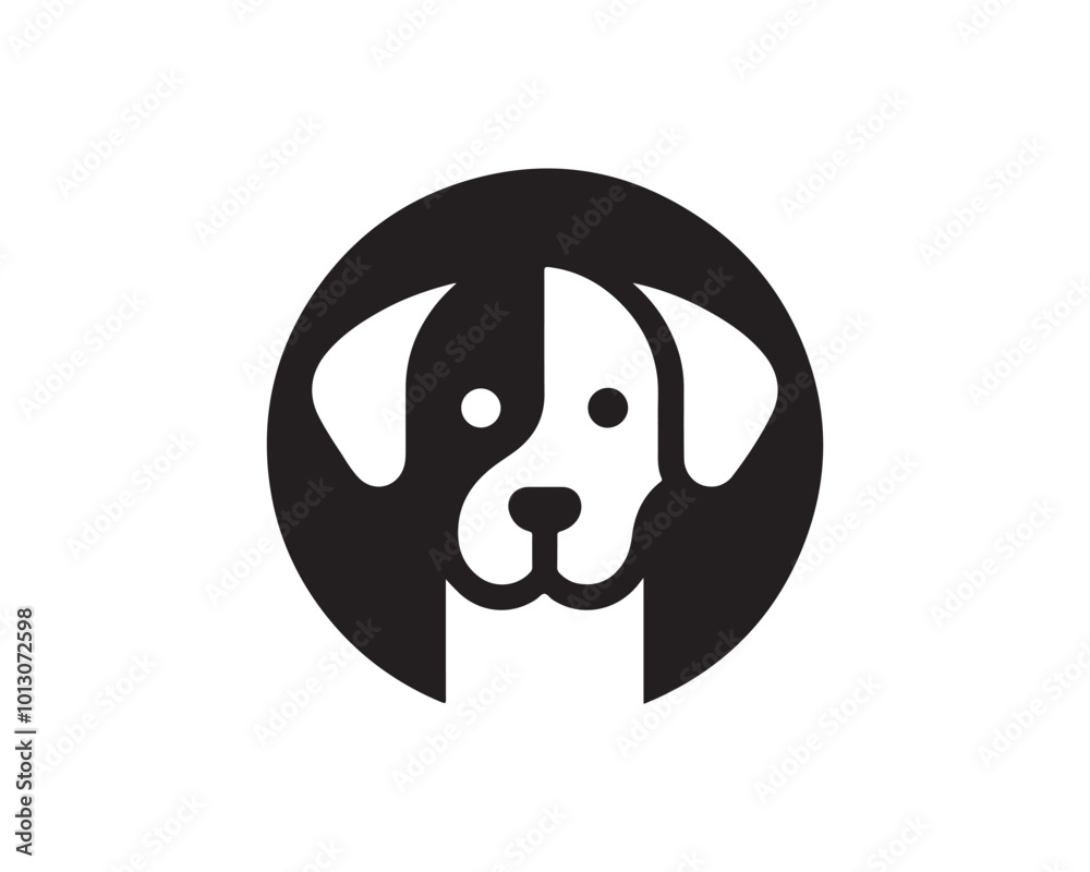Dog logo design vector illustration. Black and white dog logo template Dog logo design vector illustration. Black and white dog logo template