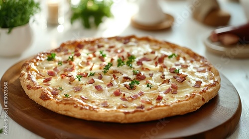 Traditional Alsace Tarte Flambée with Thin Crust photo