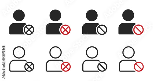 Blocked user flat icon sign. Block profile vector icons. Blocked user icon