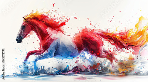 Running Horse with colorful hairs 