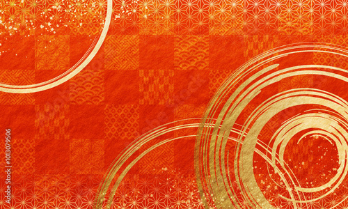 お正月・新年・年賀　和柄　市松模様　和紙 背景