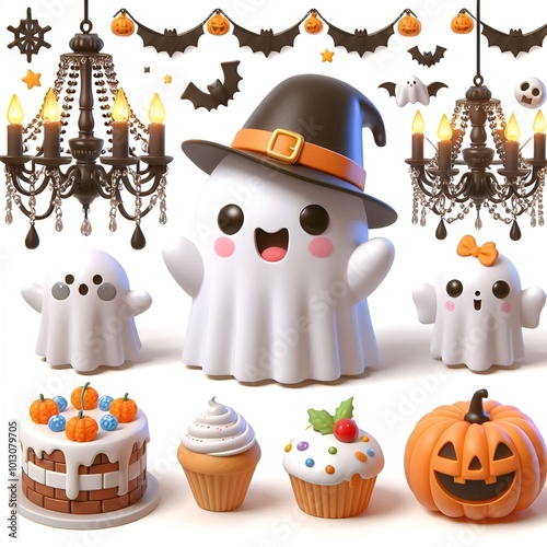 Set of halloween 3D icons