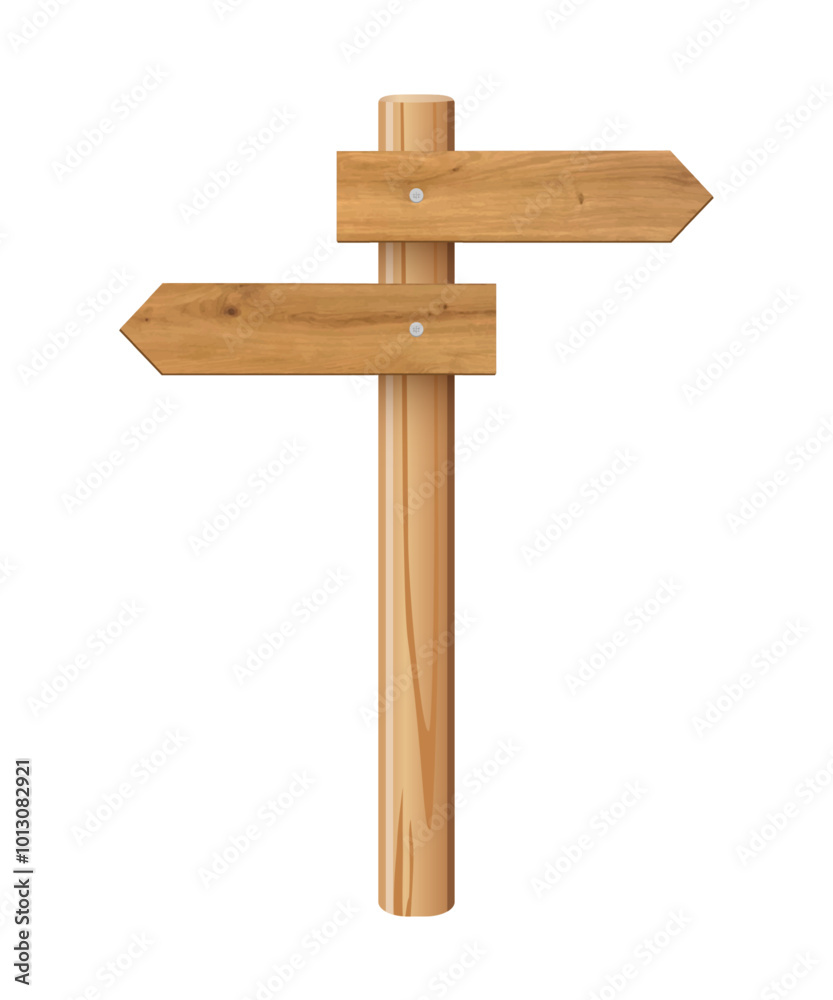 3d wooden signboard vector illustration. Realistic wood sign post. Blank arrow with wood texture, plywood road pointer. City guidance. 3d wooden signboard vector illustration. Realistic wood sign post. Blank arrow with wood texture, plywood road pointer. City guidance.