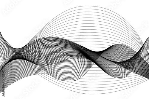 Black abstract waves background on white. Dark grid curves lines vector illustration. Digital swirl pattern. Elegant modern fashion design element. Science technology and ai concept.