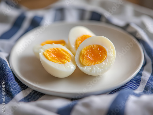 boiled egg on a plate photo