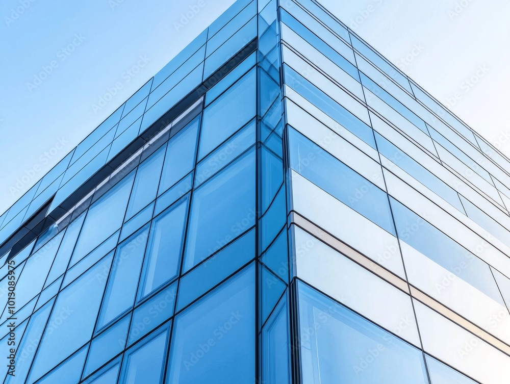 2408 56.A close-up view of a sleek commercial building with reflective glass windows and aluminum composite panels. The exterior is accentuated by diagonal steel cladding that adds a geometric, 2408 56.A close-up view of a sleek commercial building with reflective glass windows and aluminum composite panels. The exterior is accentuated by diagonal steel cladding that adds a geometric,