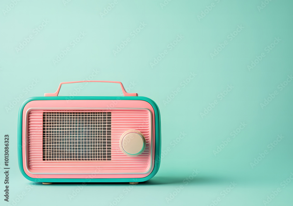 Antilo radio illustration design, 80s and 90s, retro colors on pastel green pink neon light background, copy space design Antilo radio illustration design, 80s and 90s, retro colors on pastel green pink neon light background, copy space design