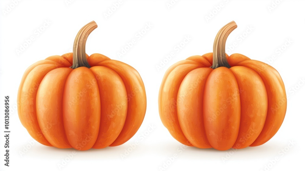 Obraz premium Two pumpkins isolated on white background
