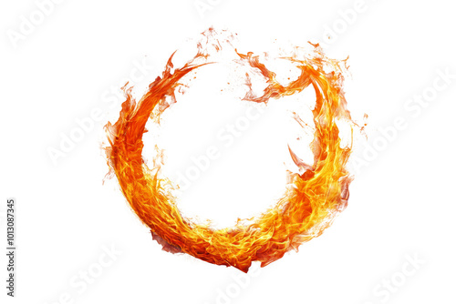 Dynamic ring of fire with vivid flames on a black background, perfect for design and creative projects.