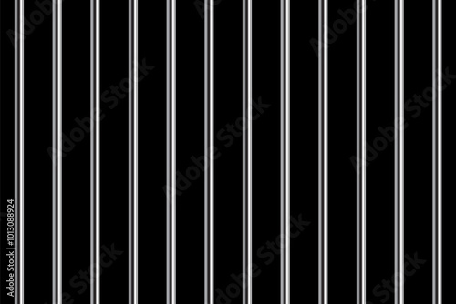 Vertical metal jail steel bars, iron mesh, closed steel gaol lattice from pipes for arrest and punishment of criminals in jailhouse seamless pattern. 3D prison cage vector illustration.