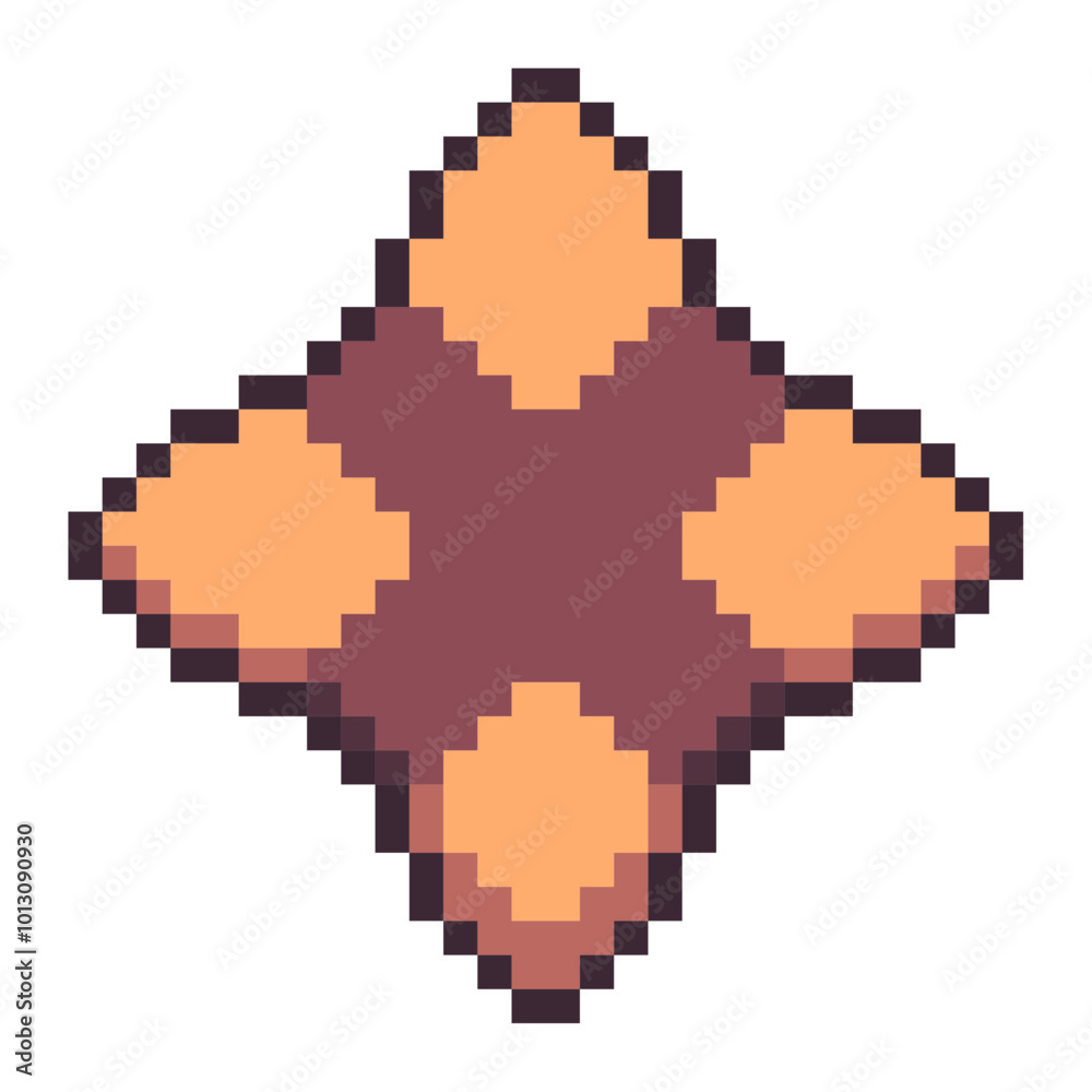 Fototapeta premium Star Shaped Two Tone Cookie, Pixel Art Icon, Isolated