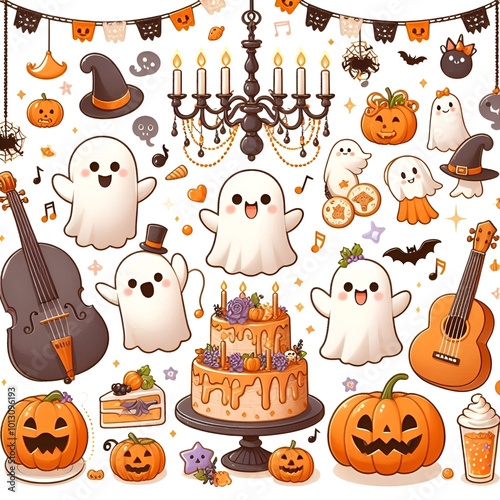 Set of halloween cartoon icons