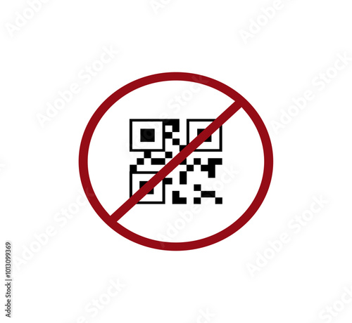 Ban qrcode icon. Forbidden icon sign. Restricted symbol of scan code.